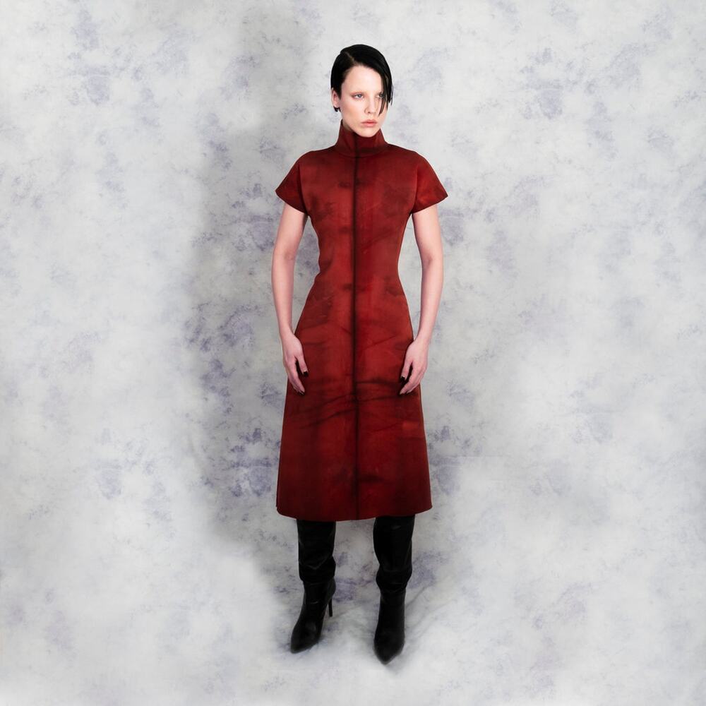 NWT Riona Treacy Red Collar Kimono Dress Size Small